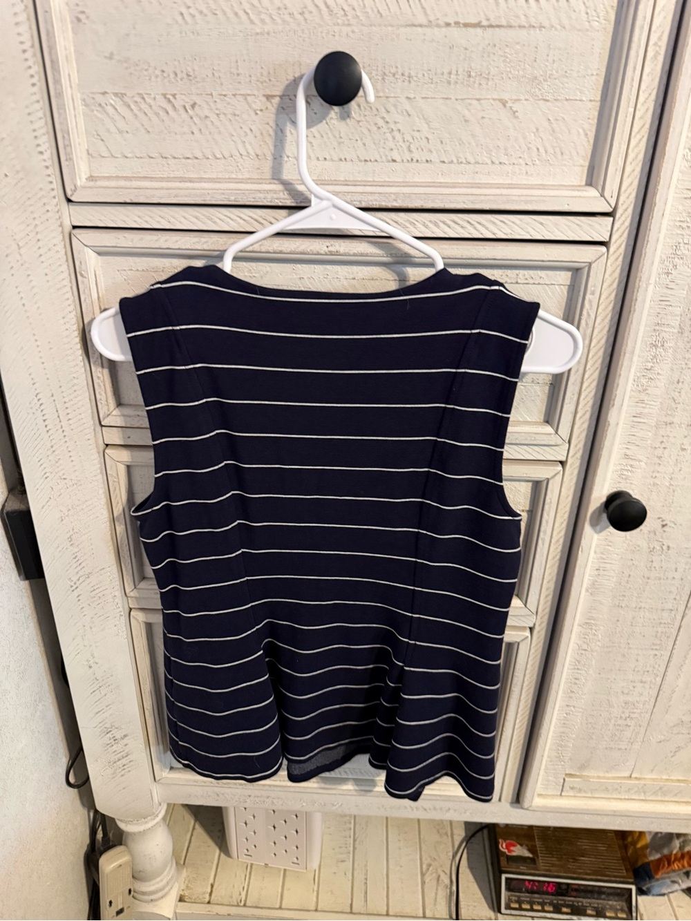 Ann Taylor Navy and White Striped Sleeveless Top